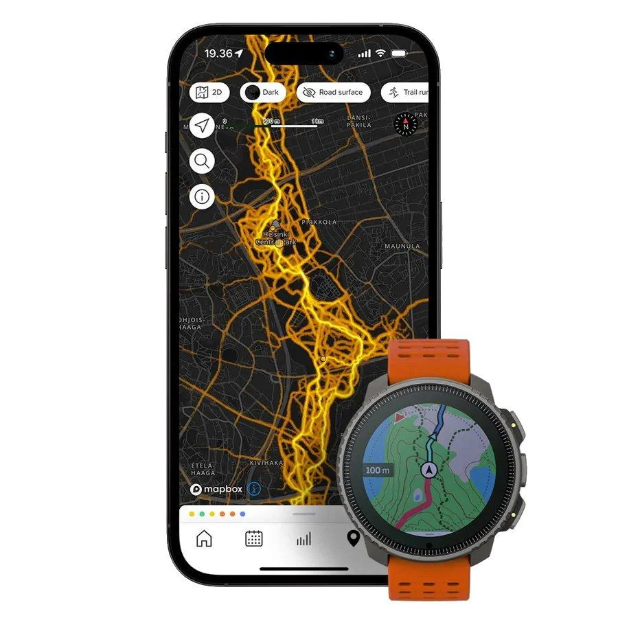 Vertical Titanium Solar Smartwatch - Orange - Image 4