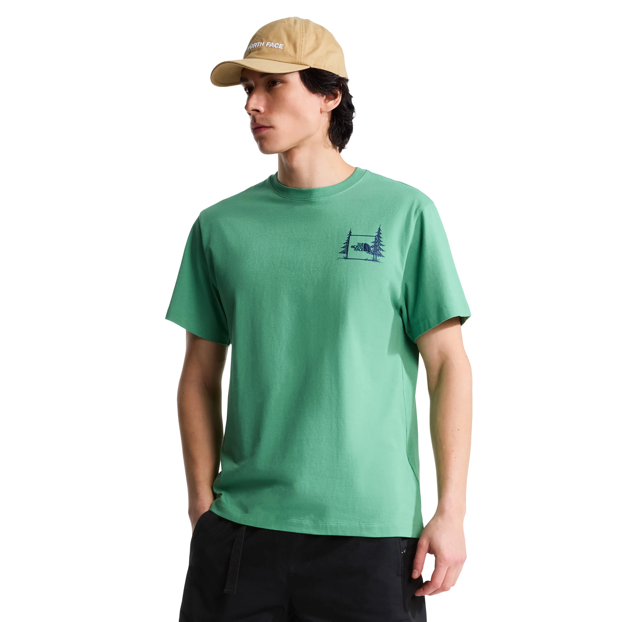 Men's Camping Relaxed Graphic T-Shirt - Green - Image 3