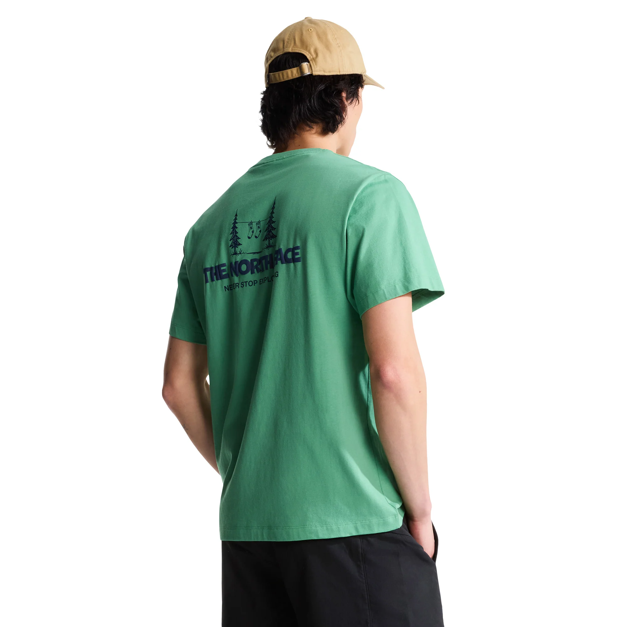 Men's Camping Relaxed Graphic T-Shirt - Green - Image 4