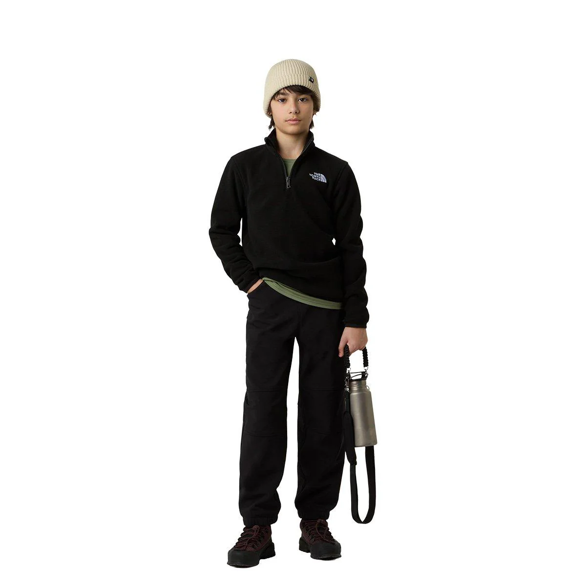 Kids' Glacier 1/4 Zip Fleece - Black - Image 6