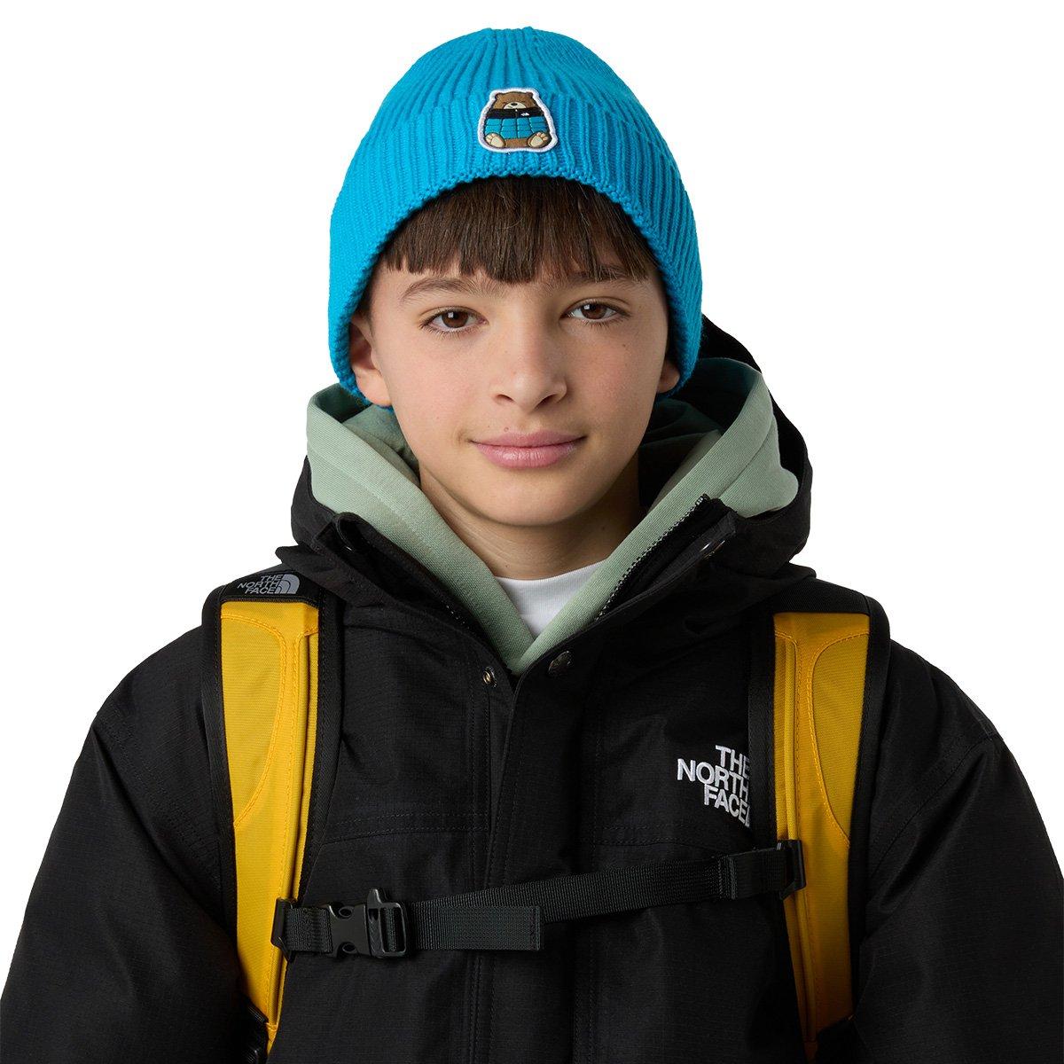 Kids' TNF Logo Box Cuffed Beanie - Blue - Image 3