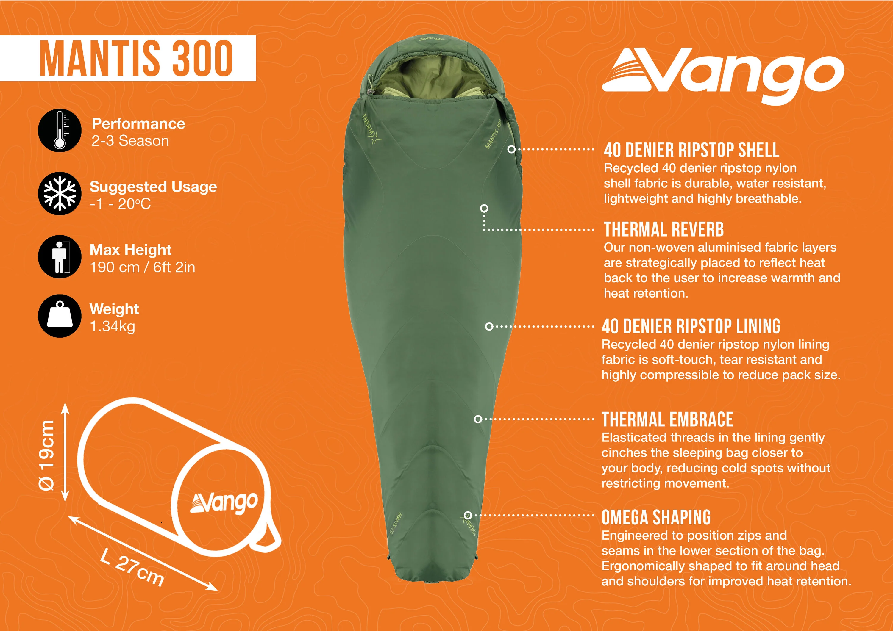 Mantis 300 Sleeping Bag - Green - Image 12
